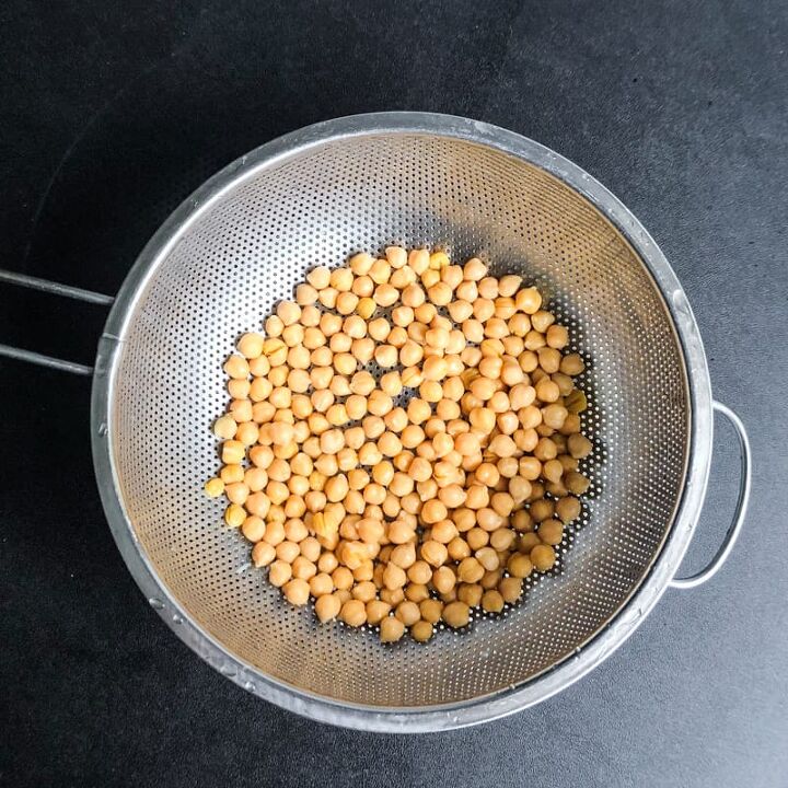 , Rinse and drain chickpeas but reserve their liquid