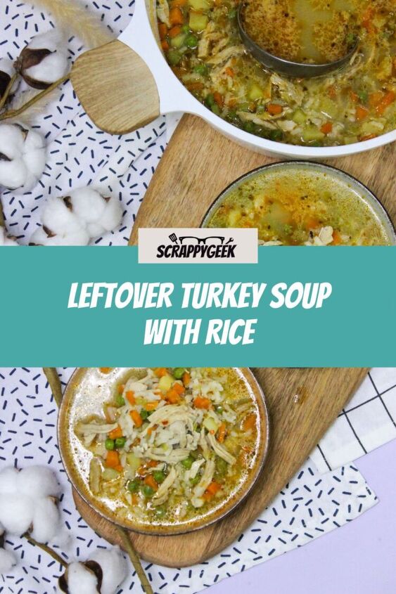 delicious leftover turkey soup with rice, Pin this recipe