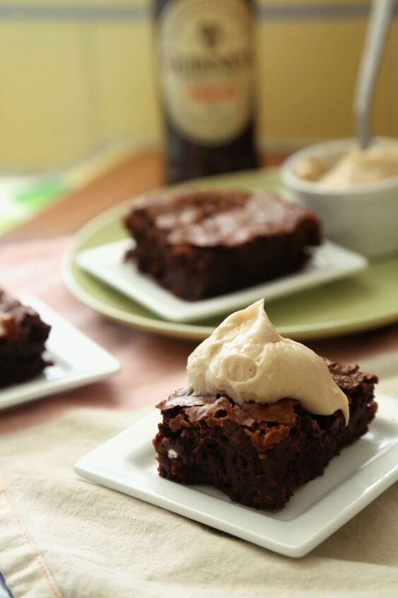 fudgy crackly topped guinness brownies