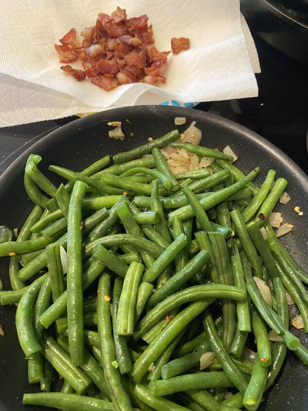 green beans and bacon, Add it all together