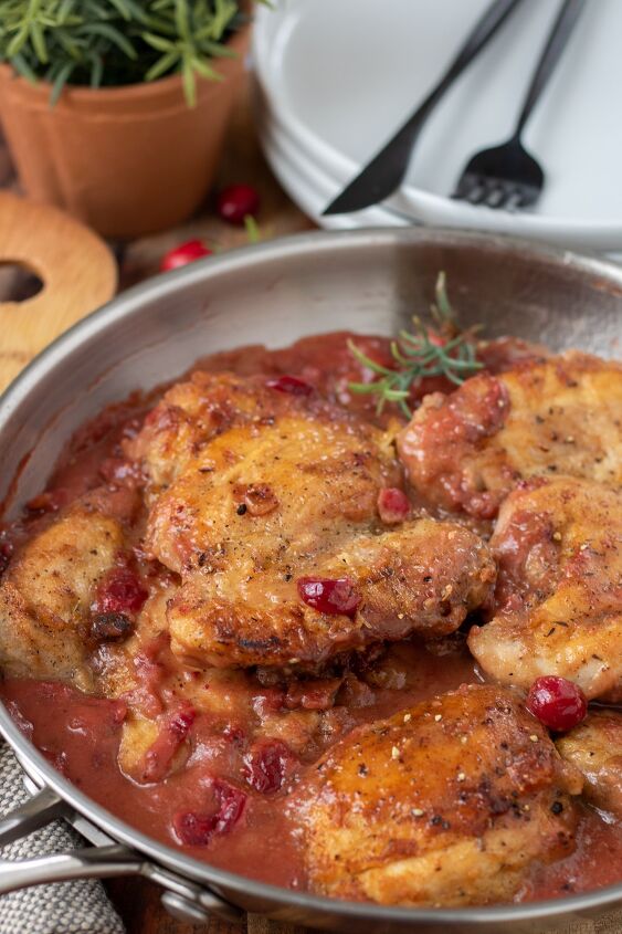 pan seared chicken thighs with cranberry dijon gravy