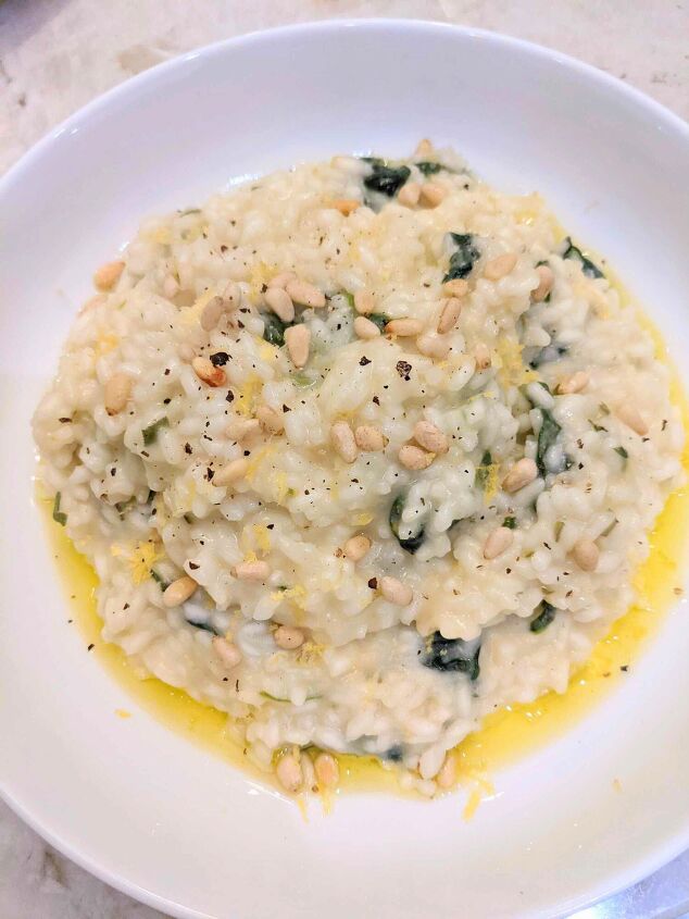creamy risotto with chicken meatballs