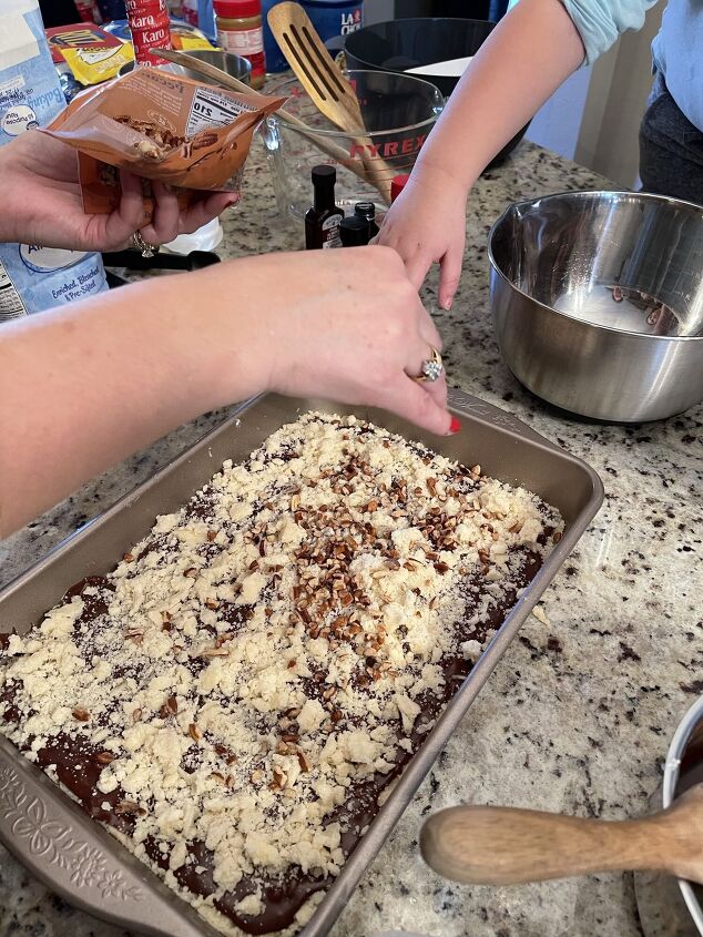 super easy chocolate chip cookie bars recipe, We sprinkled extra nuts for good measure