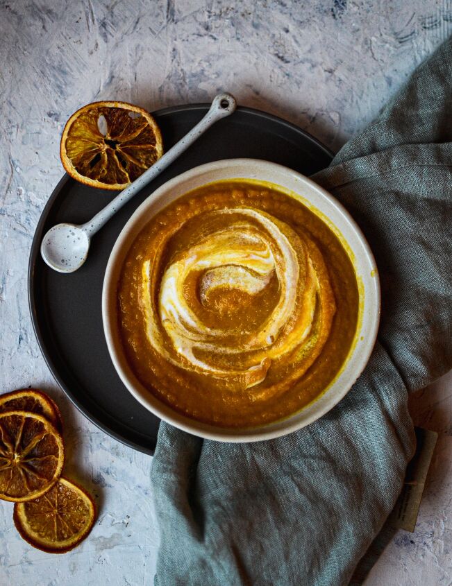 carrot sweet potato soup with orange ginger