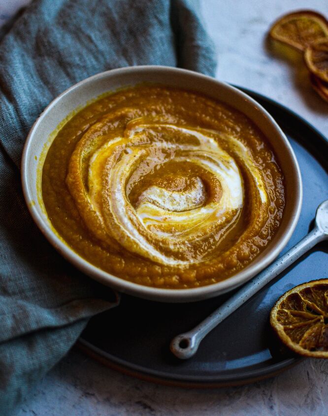 carrot sweet potato soup with orange ginger
