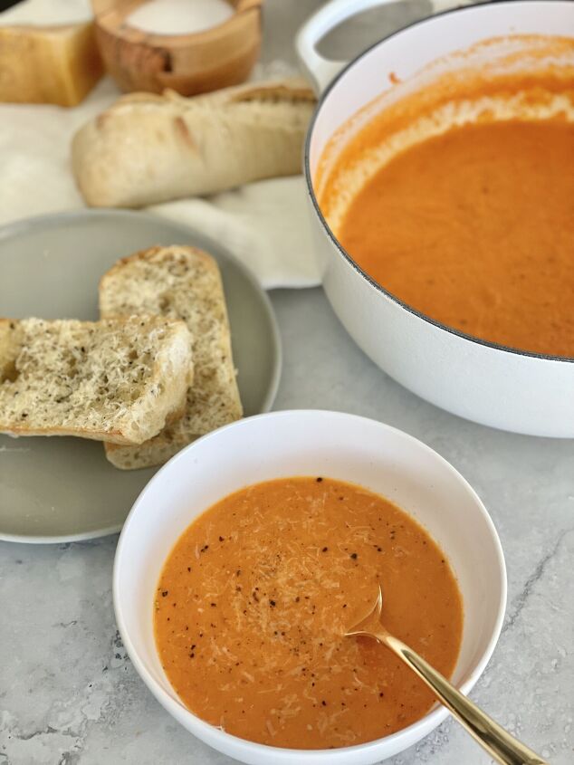 roasted tomato soup with parmesan ciabatta toast