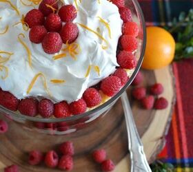 panettone trifle with orange curd and raspberries
