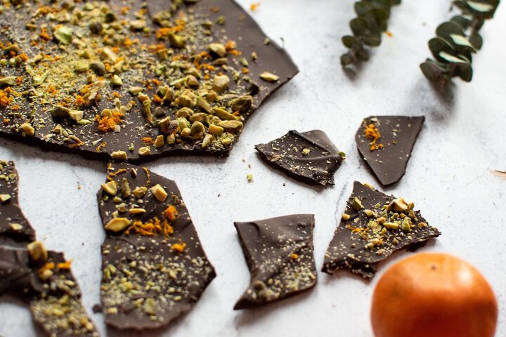 easy orange pistachio dark chocolate bark