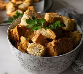 Instead of throwing away your leftover bread, turn it into the tastiest croutons you've ever had