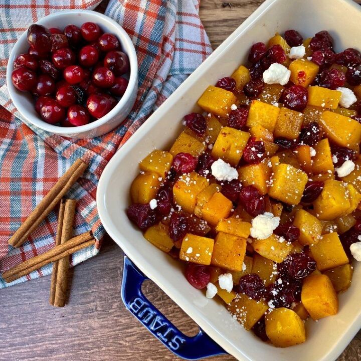 maple roasted butternut squash and cranberries happy honey kitchen