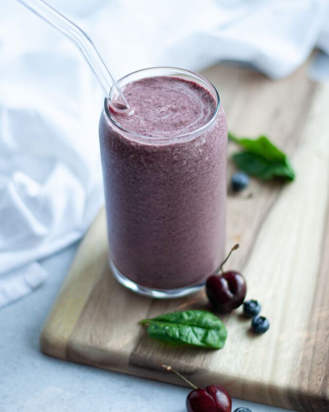 cherry berry smoothie with coconut water