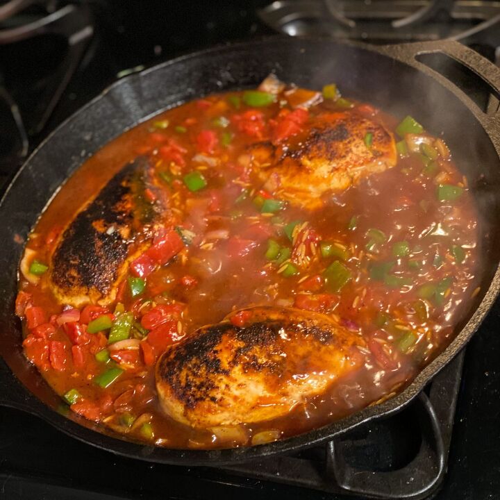 vic s tricks to one pan enchilada chicken orzo
