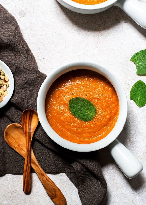vegan roasted butternut squash soup with pumpkin and carrots