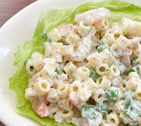 simple light pasta and shrimp salad with lettuce