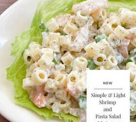 simple light pasta and shrimp salad with lettuce