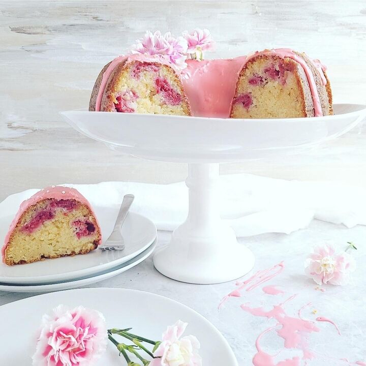 white chocolate raspberry bundt cake