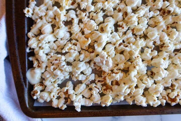 , White Chocolate Drizzled On Popcorn