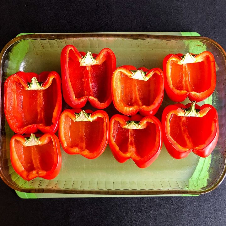 lasagna stuffed peppers, Remove any condensation that may have accumulated during par baking