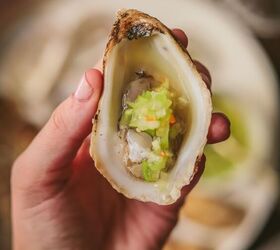 oysters on the half shell with fresh tomatillo mignonette