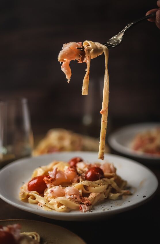 luxurious lobster pasta with champagne cream sauce