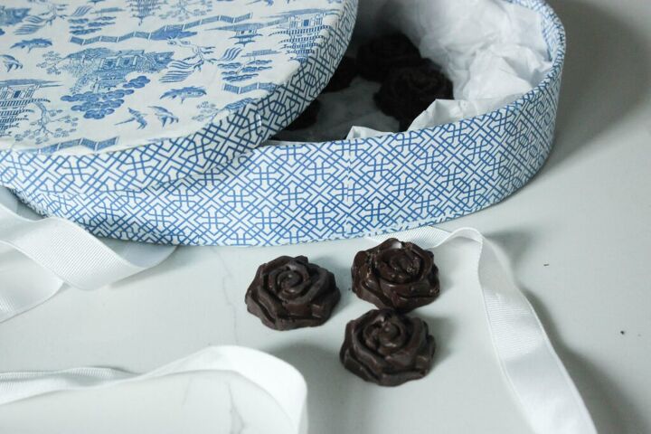 homemade chocolate roses in a box