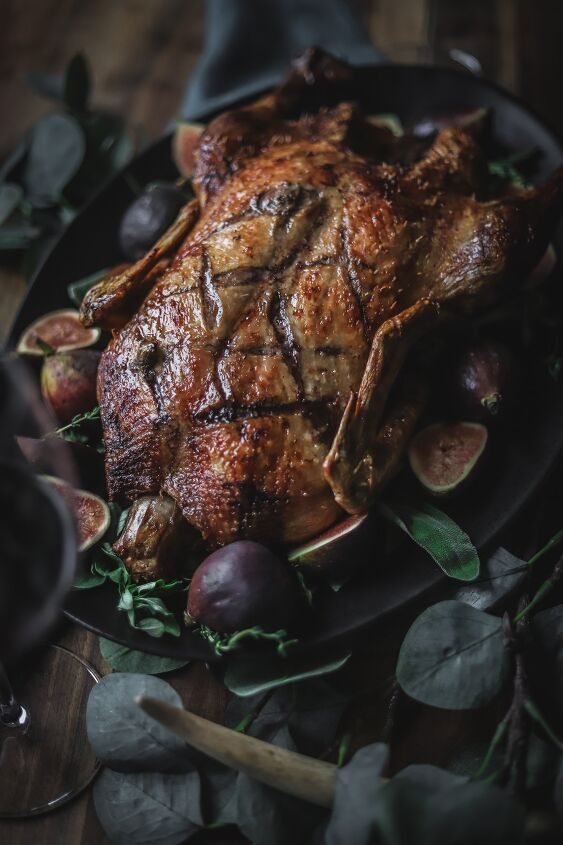 crispy roast duck with fig and sage glaze