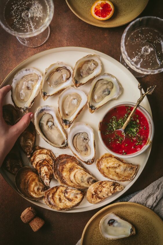 fresh oysters with simple champagne and blood orange mignonette, Seriously how gorgeous are oysters though I can t even