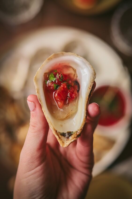 fresh oysters with simple champagne and blood orange mignonette