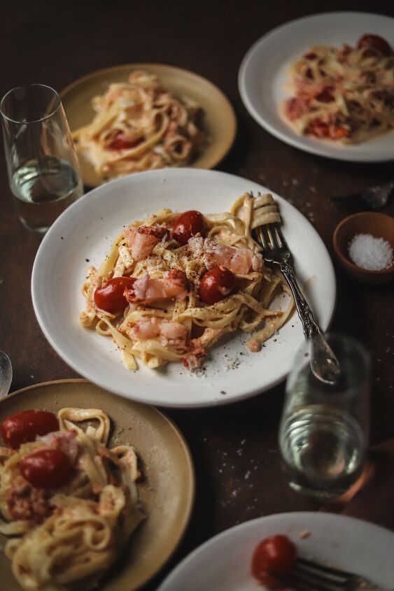 luxurious lobster pasta with champagne cream sauce