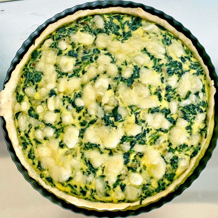 julia child s spinach quiche, Easy spinach quiche fully cooked