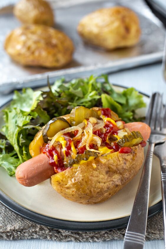 hot dog baked potatoes