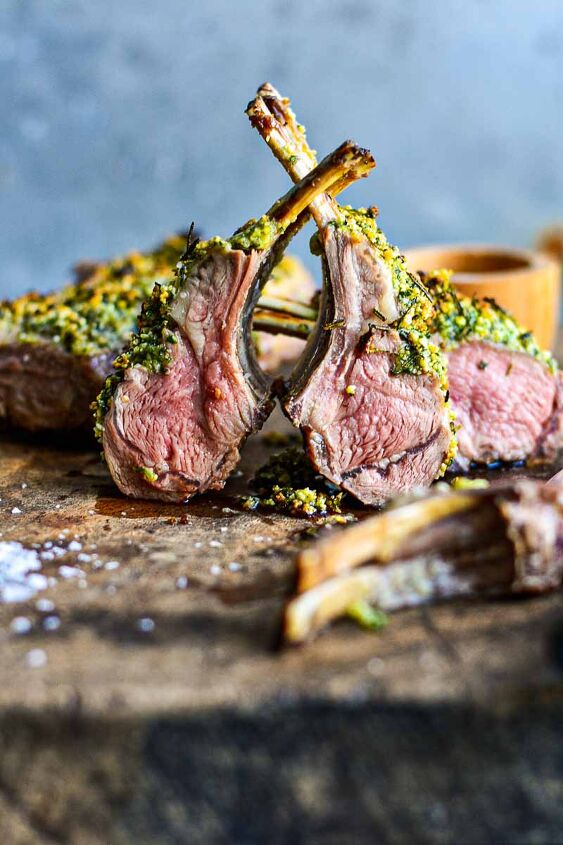 herb crusted roasted rack of lamb