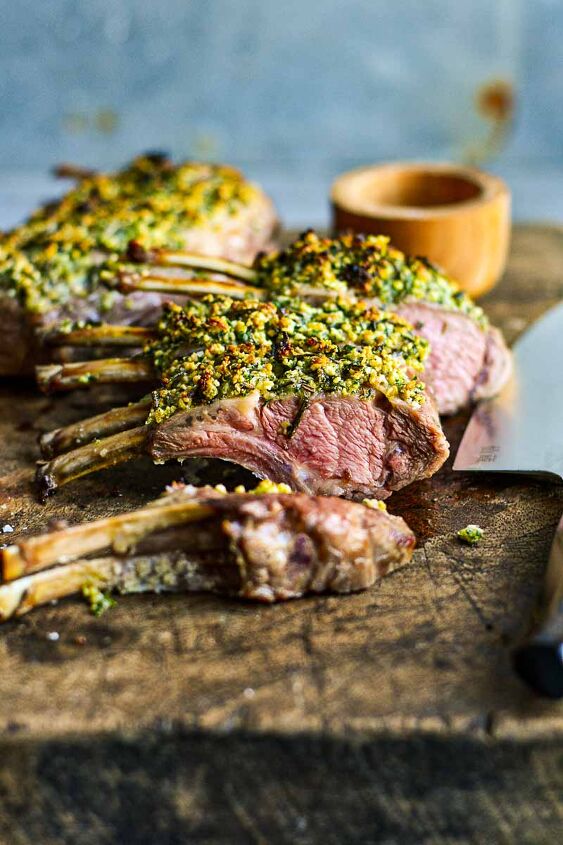 herb crusted roasted rack of lamb