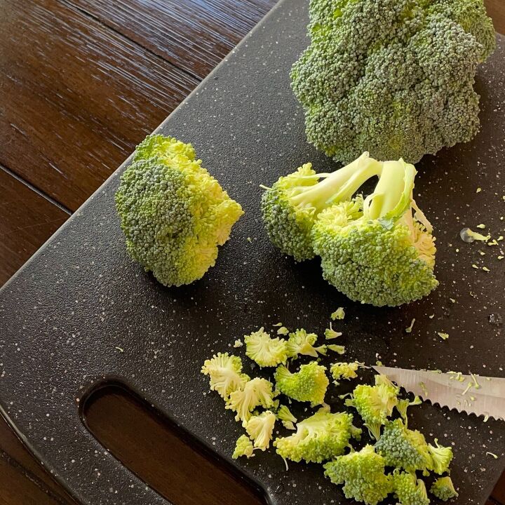 broccoli confetti salad, You will want to chop the dark green florets off the stalk That is where all the nutrients are Broccoli has lots of potassium folate vitamin C and K and is one of the most nutrient dense foods on the planet