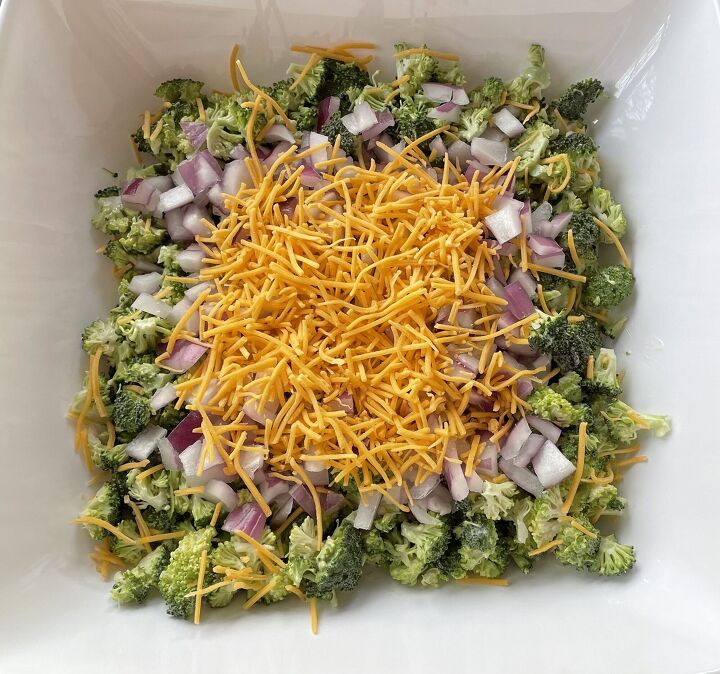 broccoli confetti salad, Then add the shredded cheese