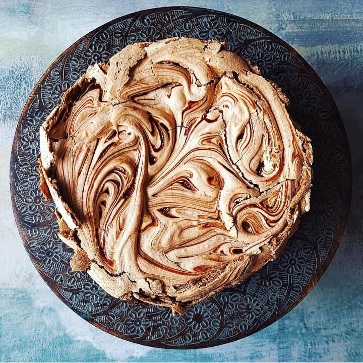 brownie cake with chocolate meringue