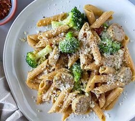 This healthy chicken sausage pasta is an affordable, quick meal