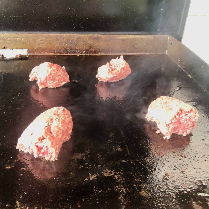 delicious smash burgers on the griddle