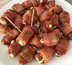 Bacon Wrapped Dates With Goat Cheese and Basil