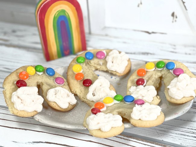 easy halfway homemade rainbow shaped cookies