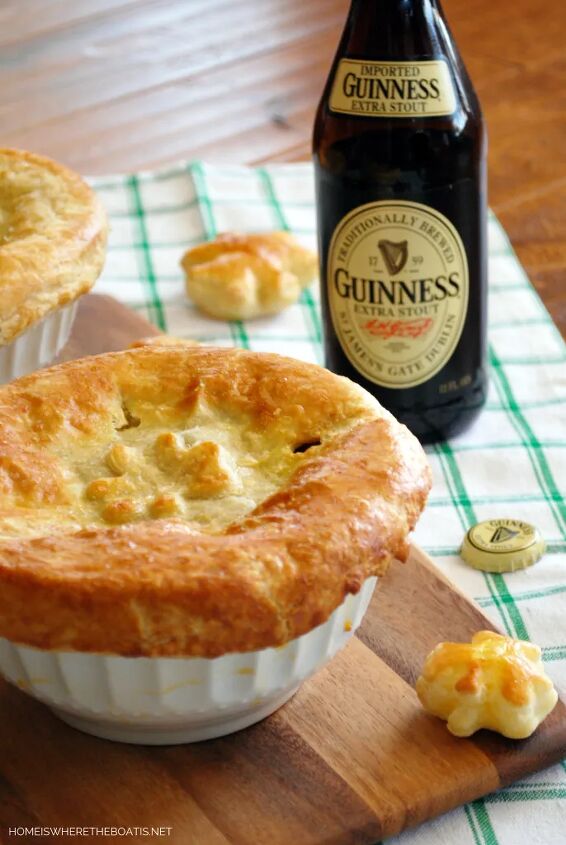 beef and guinness pot pie with puff pastry shamrocks