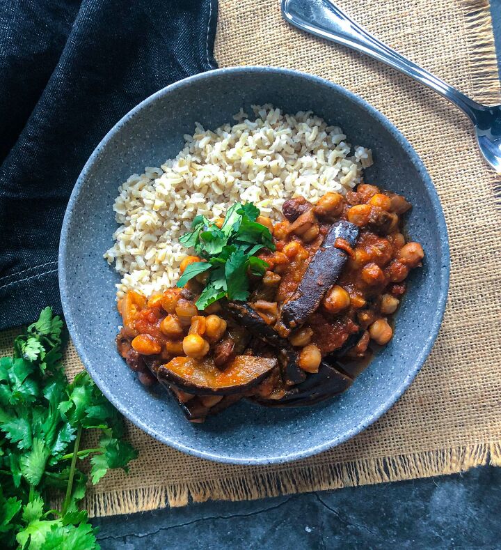 aubergine and chickpea moroccan style stew