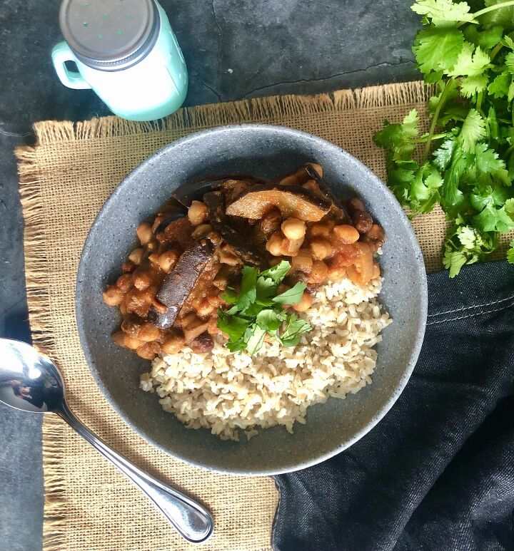 aubergine and chickpea moroccan style stew