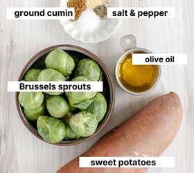 roasted brussels sprouts and sweet potatoes