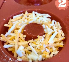 easy keto onion rings with cheese, Sprinkle shredded cheese into your donut pan