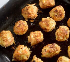 fried chicken meatballs with carrots and apples