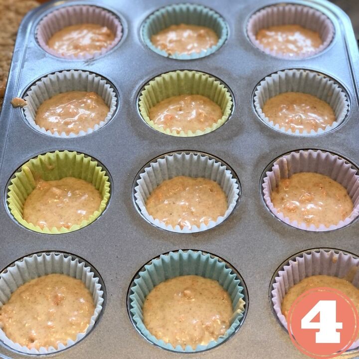 easy weight watcher carrot cake muffin recipe, Fill your muffin liners halfway with your carrot cake muffin bater