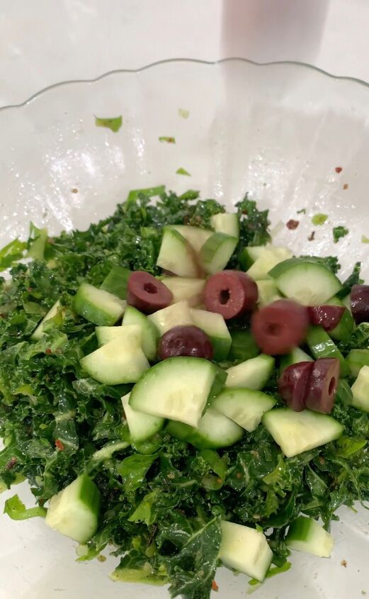 kale cucumber kalamata olives salad
