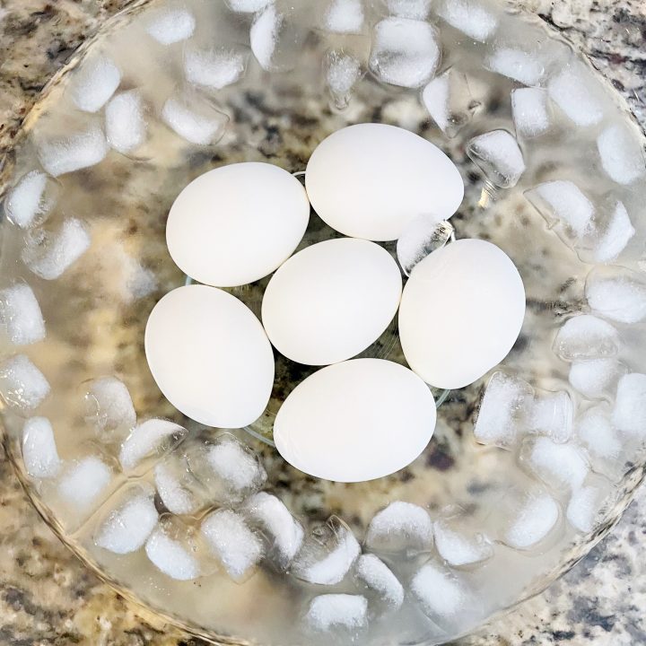 healthy deviled eggs recipe, Cooked eggs cooling off in an ice bath