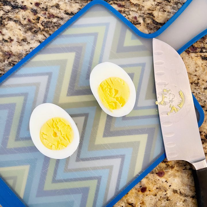 healthy deviled eggs recipe, Slice the hard boiled eggs in half